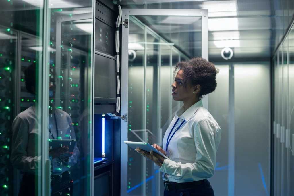 data-center-woman-mainframe-african-american-black